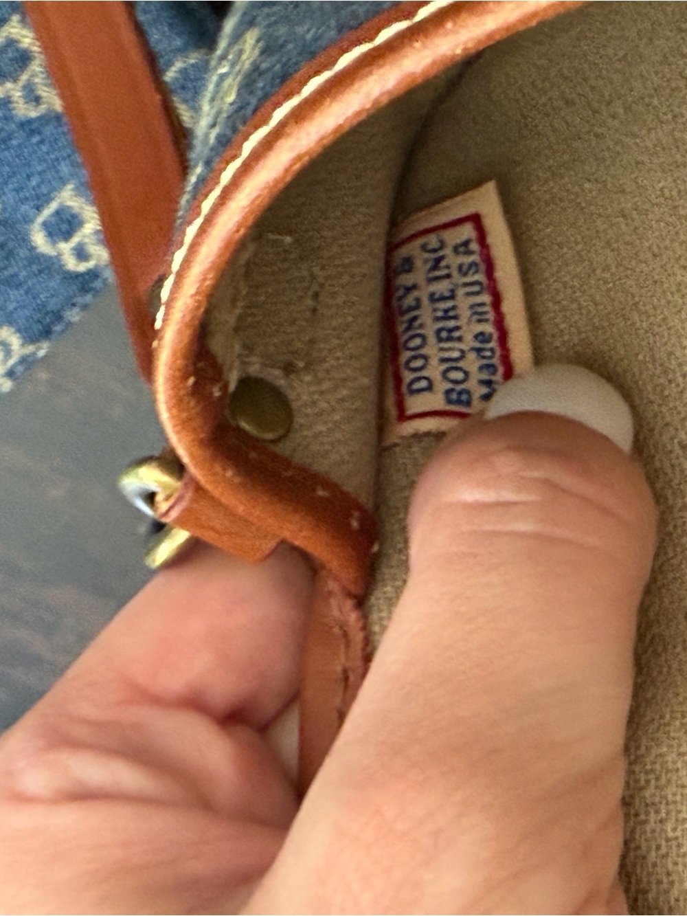 Vintage 90's Dooney & Bourke Denim Logo Wristlet with Leather Strap & Coin purse - Picture 6 of 6